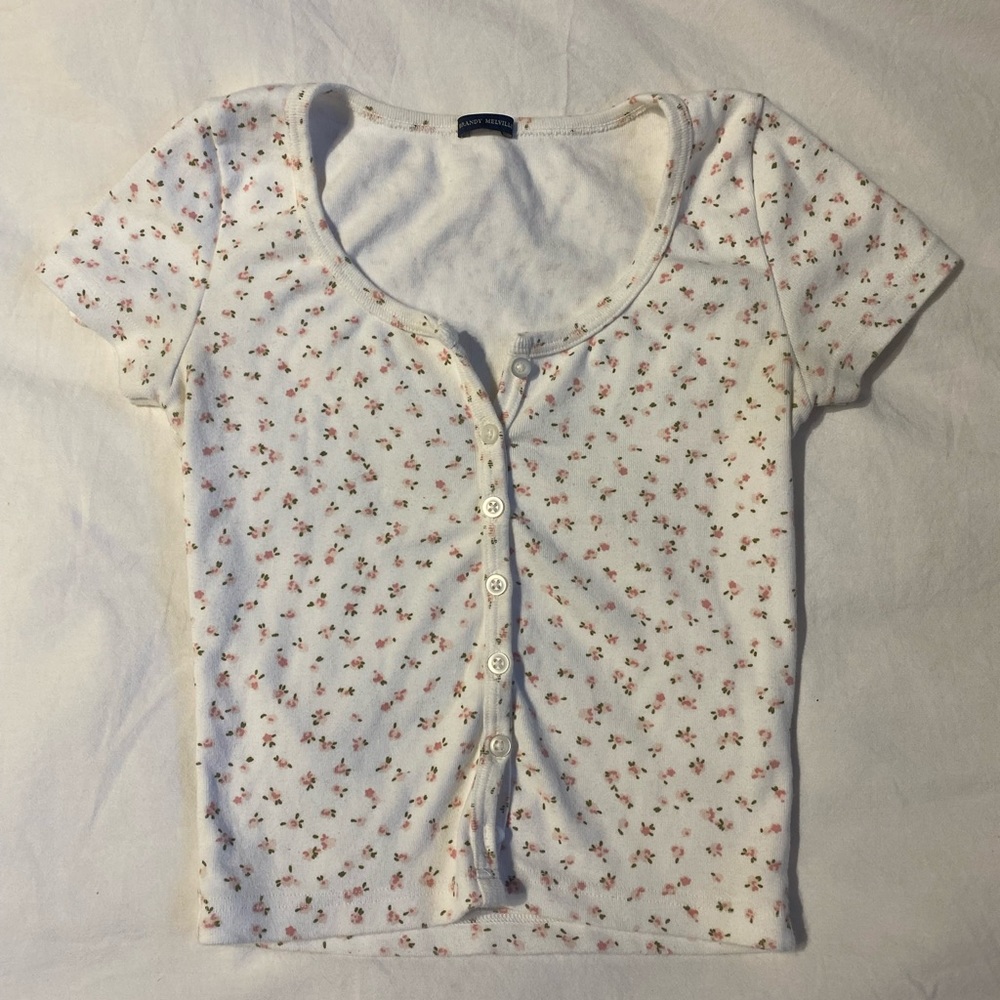 Brandy Melville floral button up top